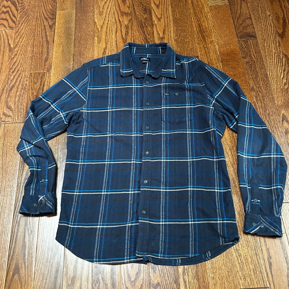 O’Neil Classic Plaid Flannel Classic Fit Navy Shirt - Size L